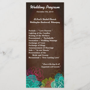 25 4x9 Programme de mariage Neon Spring Floral Flo