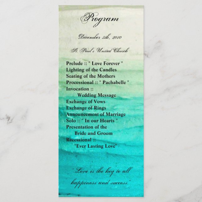 25 4x9 Programme de mariage Ombre Blue Frosting (Devant)