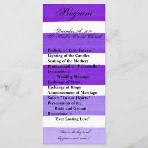 25 4x9 Programme de mariage Ombre Stripe Purple Li