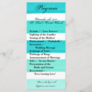 25 4x9 Programme de mariage Ombre Stripe Turquoise