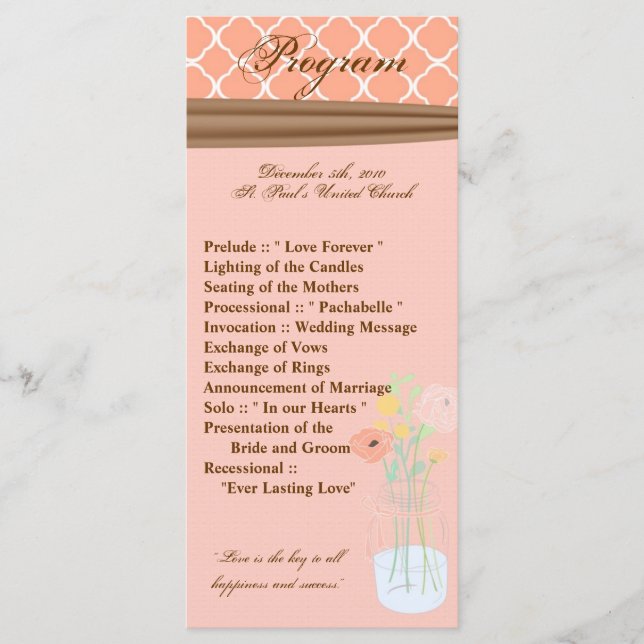 25 4x9 Programme de mariage Pays Mason Fleurs Jar (Devant)