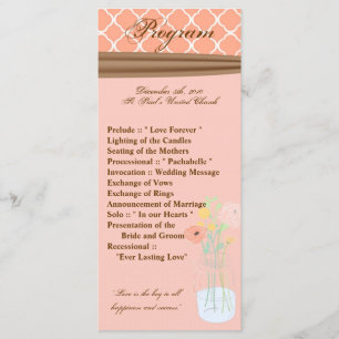25 4x9 Programme de mariage Pays Mason Fleurs Jar