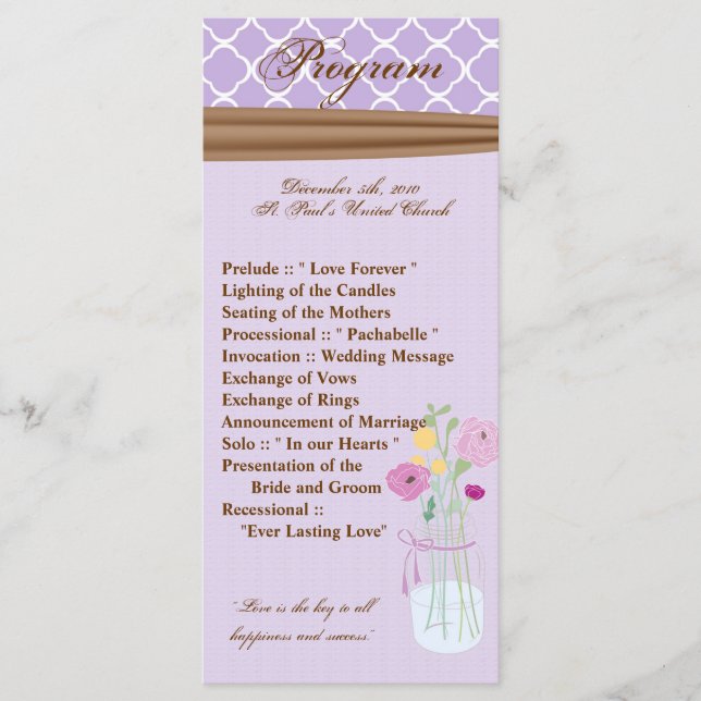 25 4x9 Programme de mariage Pays Mason Fleurs Jar (Devant)