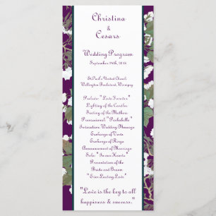 25 4x9 Programme de mariage Peacock/Fleurs sur Bra