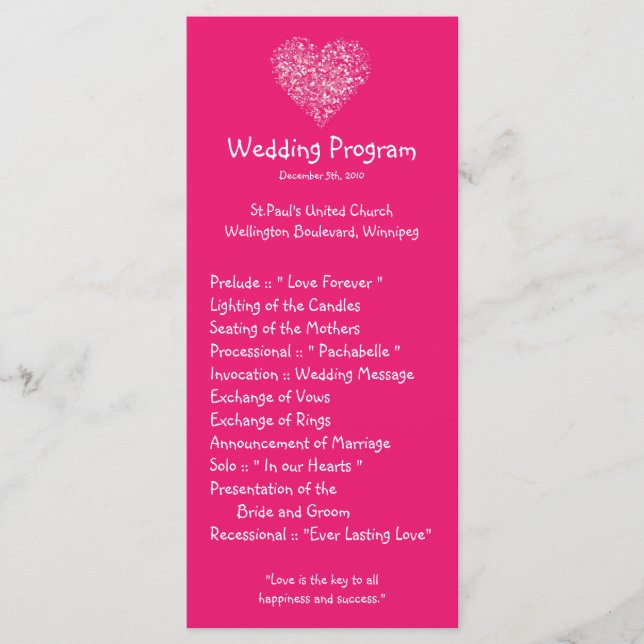 25 4x9 Programme de mariage Pétales floraux roses  (Devant)