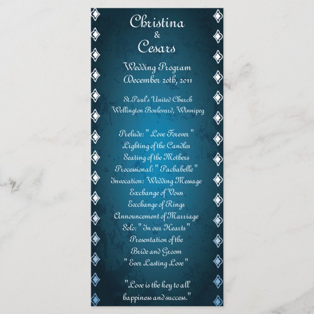 25 4x9 Programme de mariage Profond Marocain Bleu (Devant)