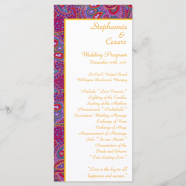 25 4x9 Programme de mariage Purple Palace Inde (Devant)