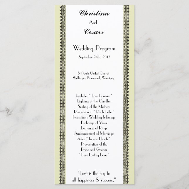 25 4x9 Programme de mariage Vert clair/Gris Mer (Devant)