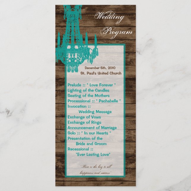 25 4x9 Programme de mariage Western Rustic Chandel (Devant)