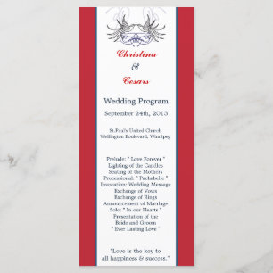 25 4x9 Programme de mariage White Dove Red Blue BG