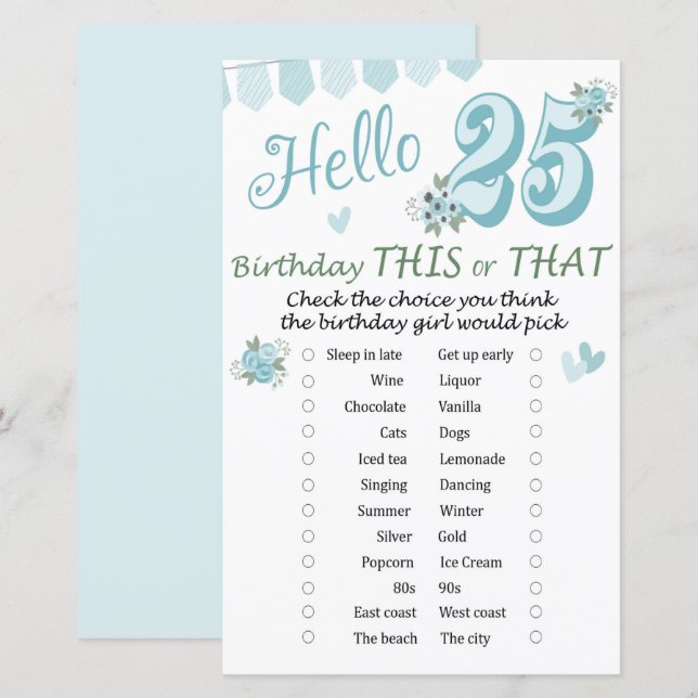 25 anniversaire de ce jeu ou de ce jeu (Devant / Derrière)