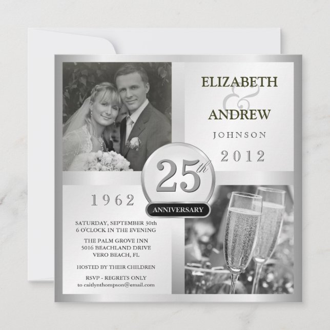 25 Anniversaire du Mariage d'argent - Invitations  (Devant)