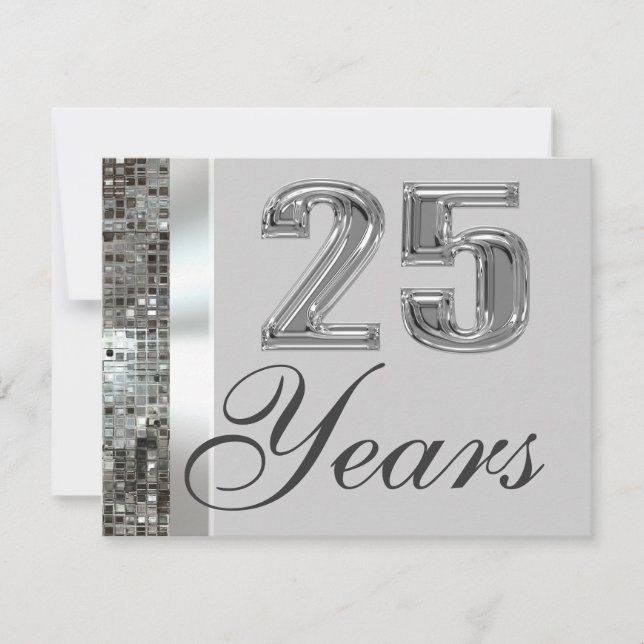 25 Ans Célébration de Mariage Élégante Invitation (Devant)