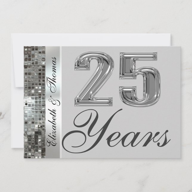 25 Ans Célébration de Mariage Élégante Invitation (Devant)