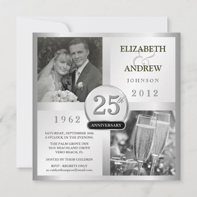 25 ans d'anniversaire de mariage - Invitations pho (Devant)