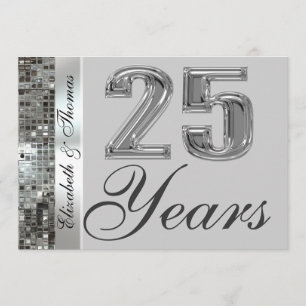 25 Ans Invitation Élégante d'Anniversaire de Maria