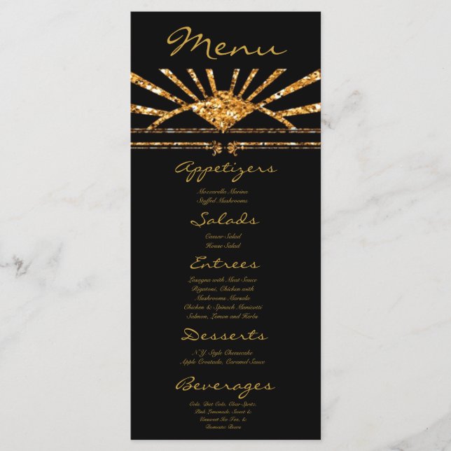 25 cartes à menu Art Déco Roaring 20s Gatsby Style (Devant)