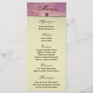 25 Cartes de menu Amethyst Bijou Embossé Papier Fl