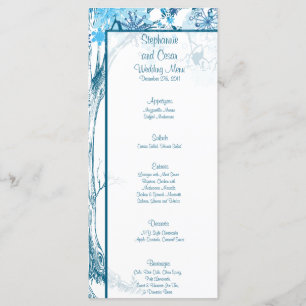25 Cartes de menu Arbre bleu / Snowflakes