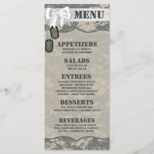 25 Cartes de menu ARMY ACU Camouflage Camouflage U