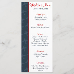 25 Cartes de menu Avion Vol bleu/rouge Boa volant