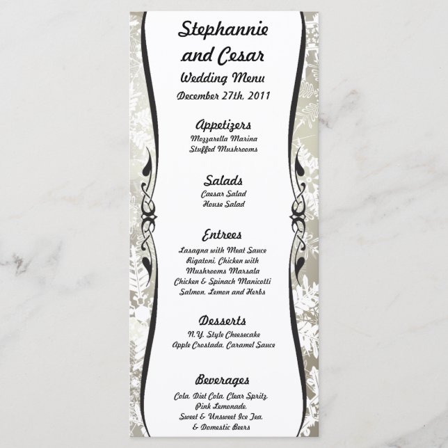 25 Cartes de menu Blur de Noël Argent (Devant)