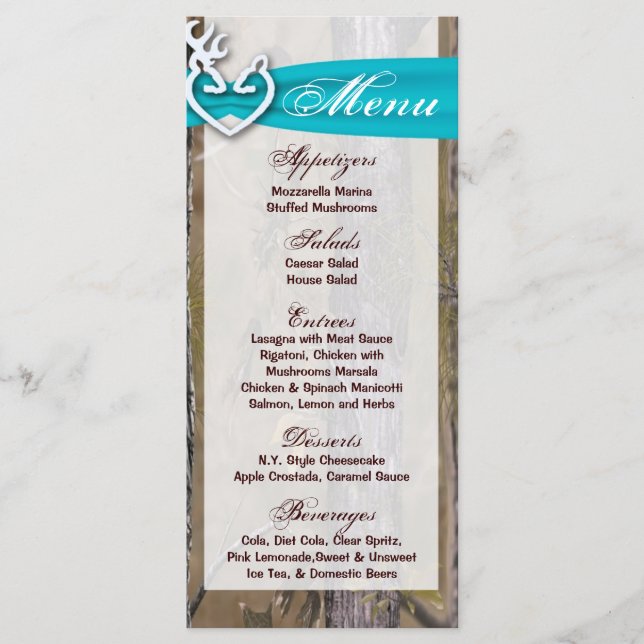 25 Cartes de menu Chasse Deer Doe Buck Camo (Devant)