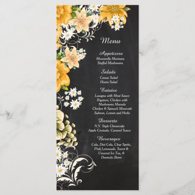 25 Cartes de menu de la réception du tableau rose  (Devant)