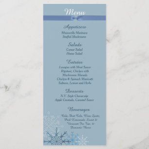 25 Cartes de menu d'hiver Blue Snowflake