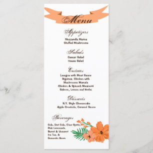 25 Cartes de menu Flux Hawaïen Hibiscus Printemps