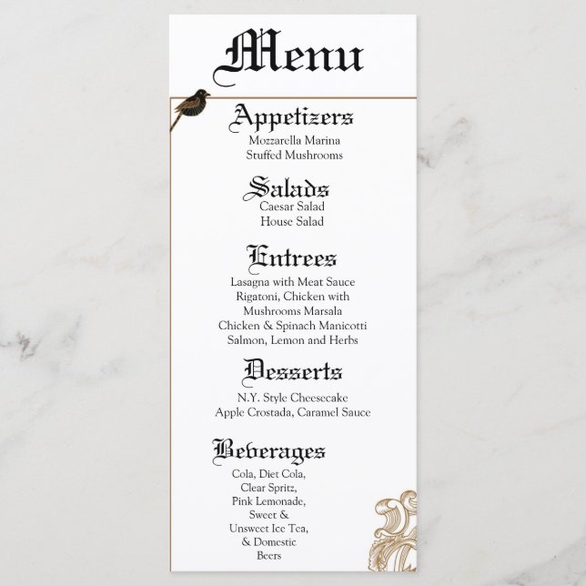 25 Cartes de menu Inséparables officiels Pigeon dû (Devant)