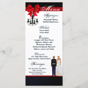 25 Cartes de menu Marine Hispanic Uniform Groom Br