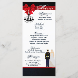 25 Cartes de menu Marine Uniform Groom Bride robe 