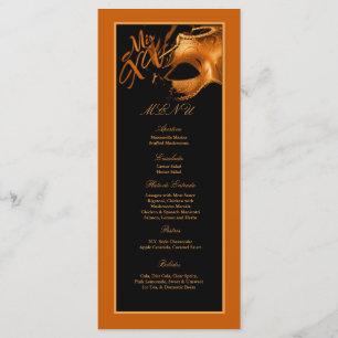 25 Cartes de menu Mis XV Orange Black Party