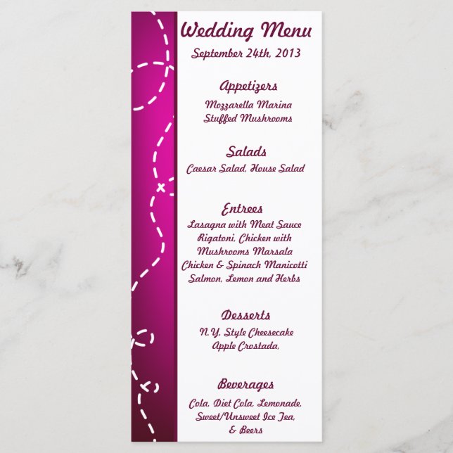 25 Cartes de menu Papier Plan Purple Loop Purples (Devant)