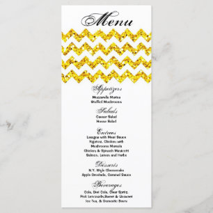 25 Cartes de menu Parties scintillant jaune Chevro