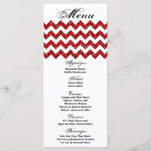25 Cartes de menu Parties scintillant rouge Chevro