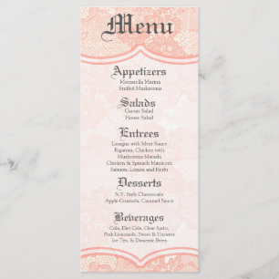 25 Cartes de menu Pays Dentelle de corail Impressi