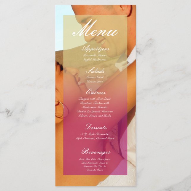 25 Cartes De Menu Pink Ombre Coucher De Soleil Fad (Devant)