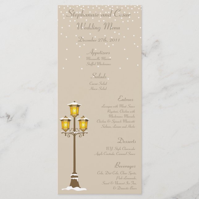 25 Cartes de menu Vieux Noël Ville (Devant)