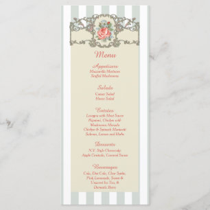 25 Cartes de menu Vintage Rose Mariage antique