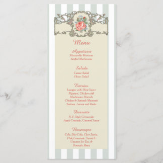 25 Cartes de menu Vintage Rose Mariage antique
