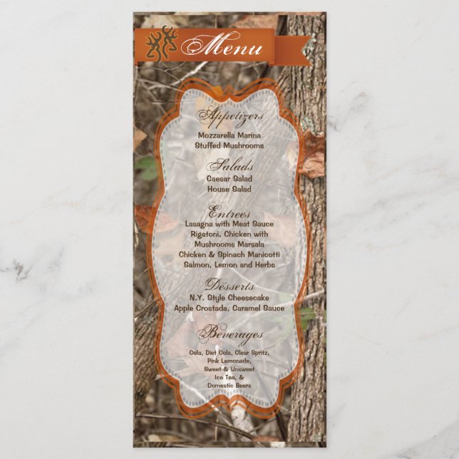 25 Cartes Menu Chasse Couple Deer Doe Buck Logo Tr (Devant)