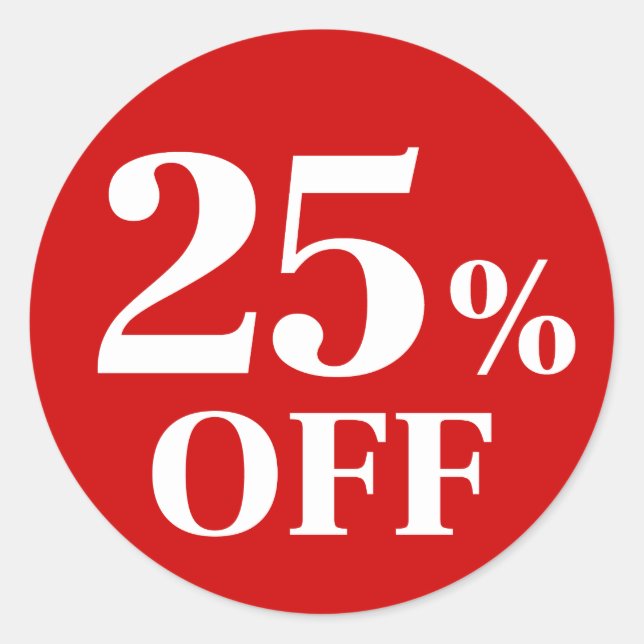 25% de réduction Autocollant rond classique à fond (Devant)