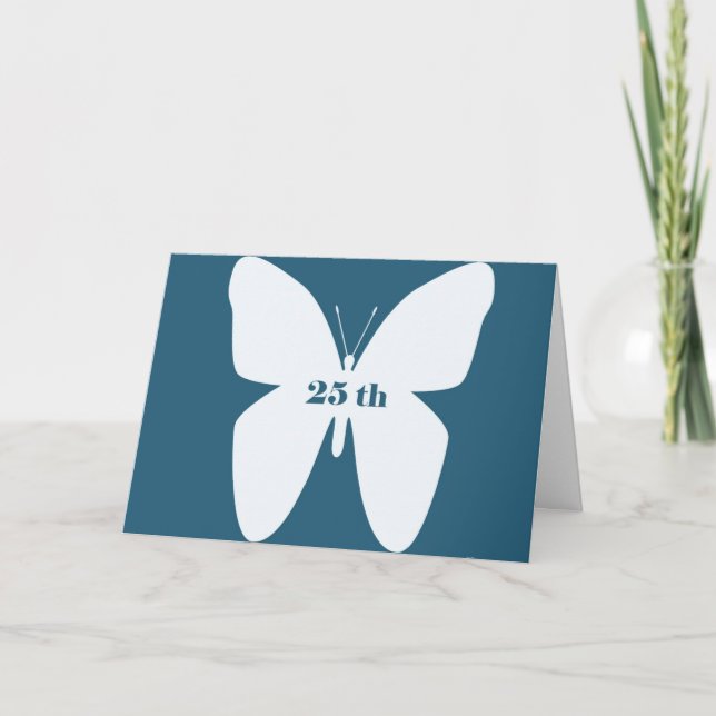 25 e anniversaire Carte de voeux papillon (Devant)