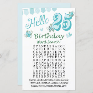 25 e Anniversaire Mot de recherche Jeu