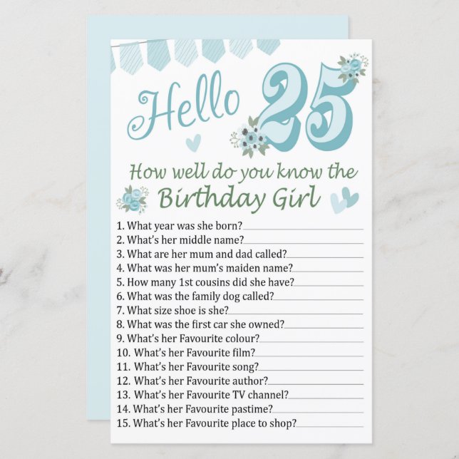 25 e Tu connais bien la fille d'anniversaire (Devant / Derrière)