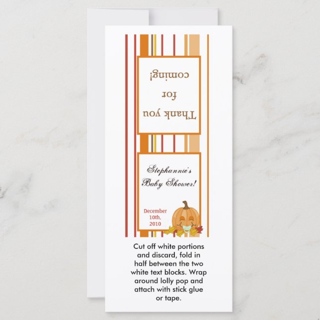 25 Lollipop Topper Automne Citrouille Baby (Devant)