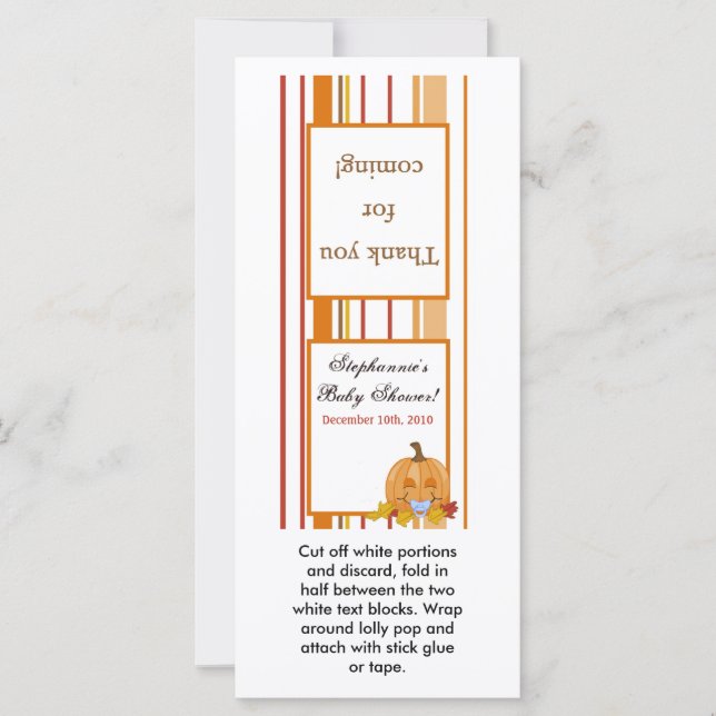 25 Lollipop Topper Automne Citrouille Baby (Devant)