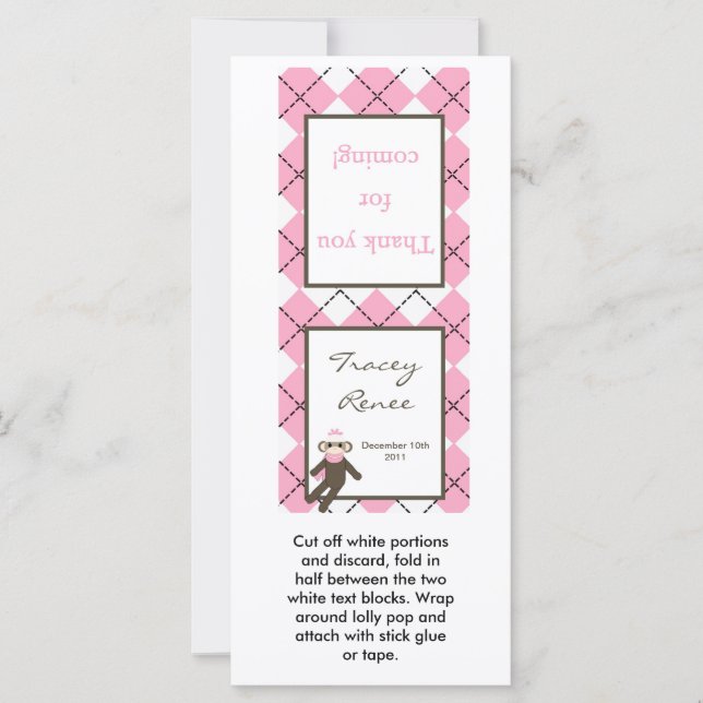 25 Lollipop Topper Jacquard rose Sock Monkey (Devant)